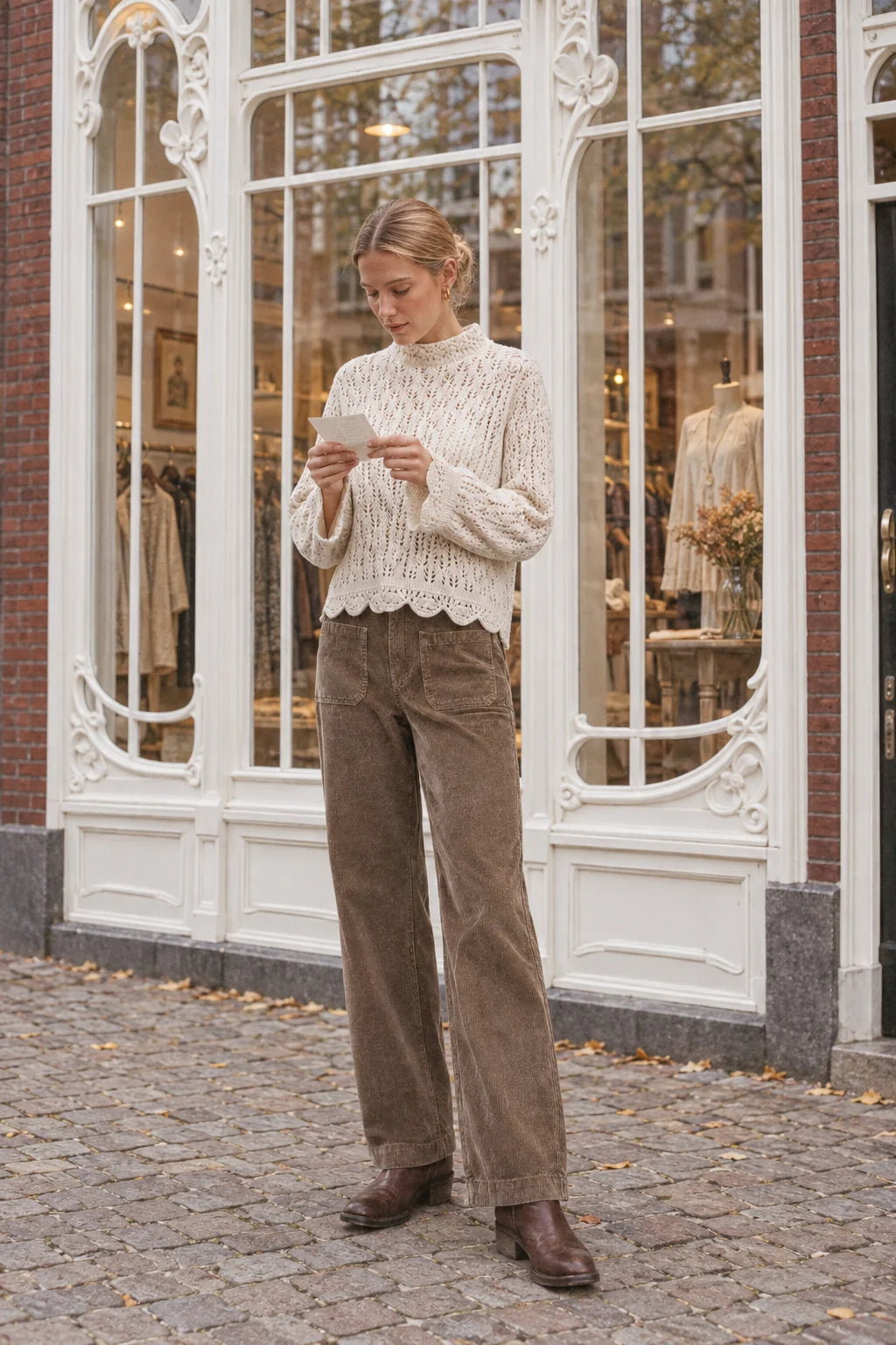 AN’GE Paris Pullover LYSETTE Offwhite mit Ajourstrick