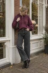 Tamba Kapuzen-Strickjacke mit Fledermausärmeln Dusty Berry