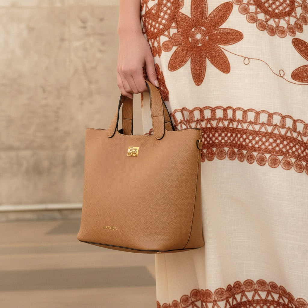 Lanidor Tasche Beige aus Eco-Leder mit Schulterriemen