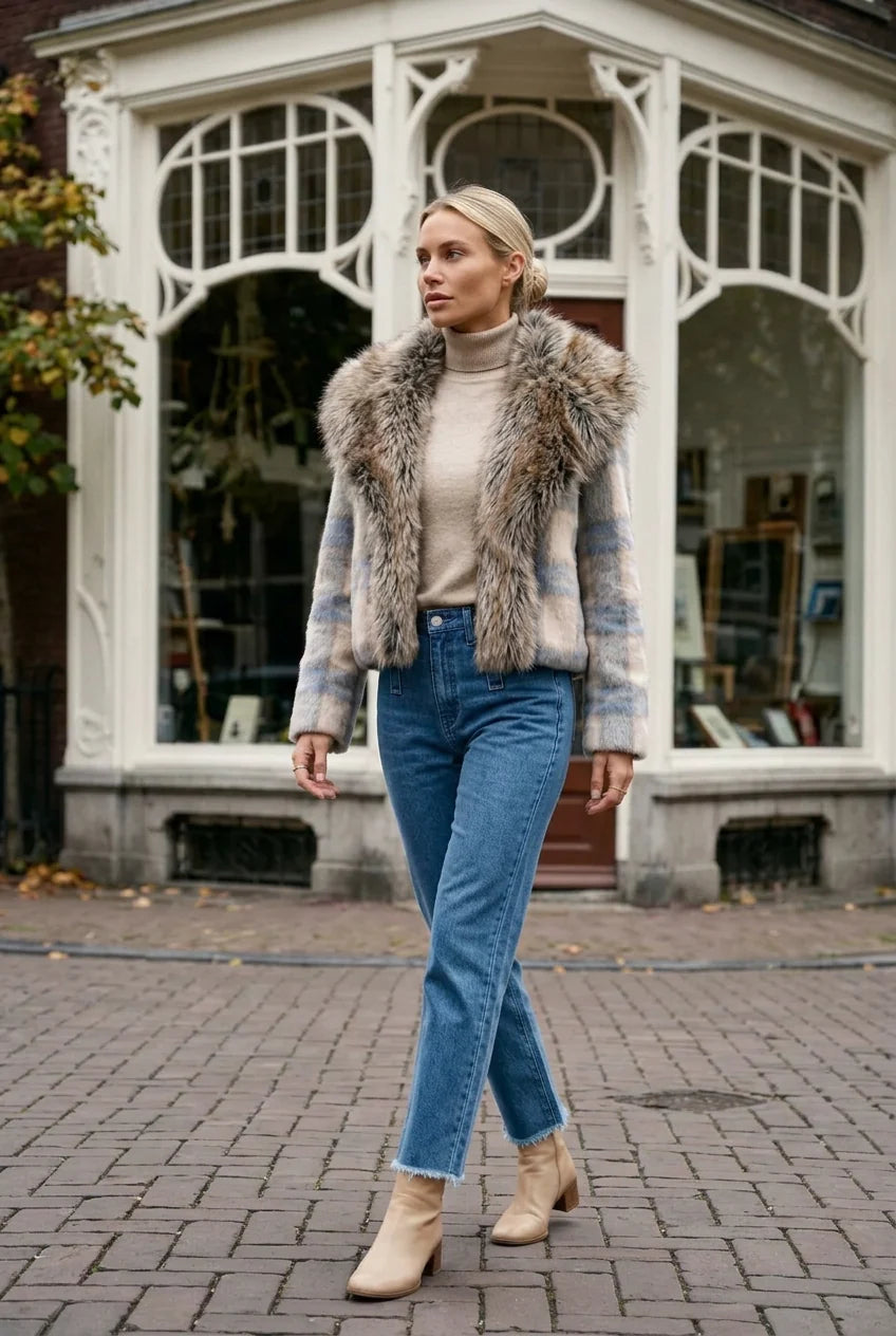 TAMBA Feinstrick-Rollkragenpullover mit Viskose und Angora Greige