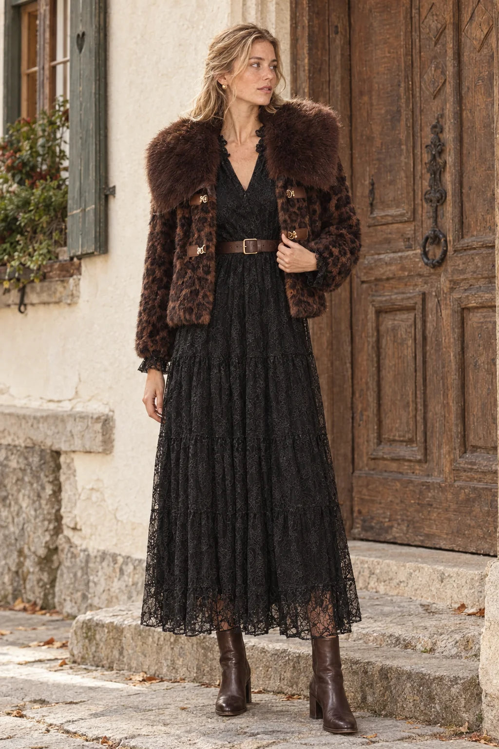 Choklate Paris Langes Spitzenkleid Simone Schwarz