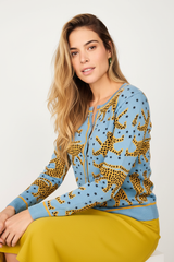 Smile Strickjacke Geparden Türkis - Produktfoto
