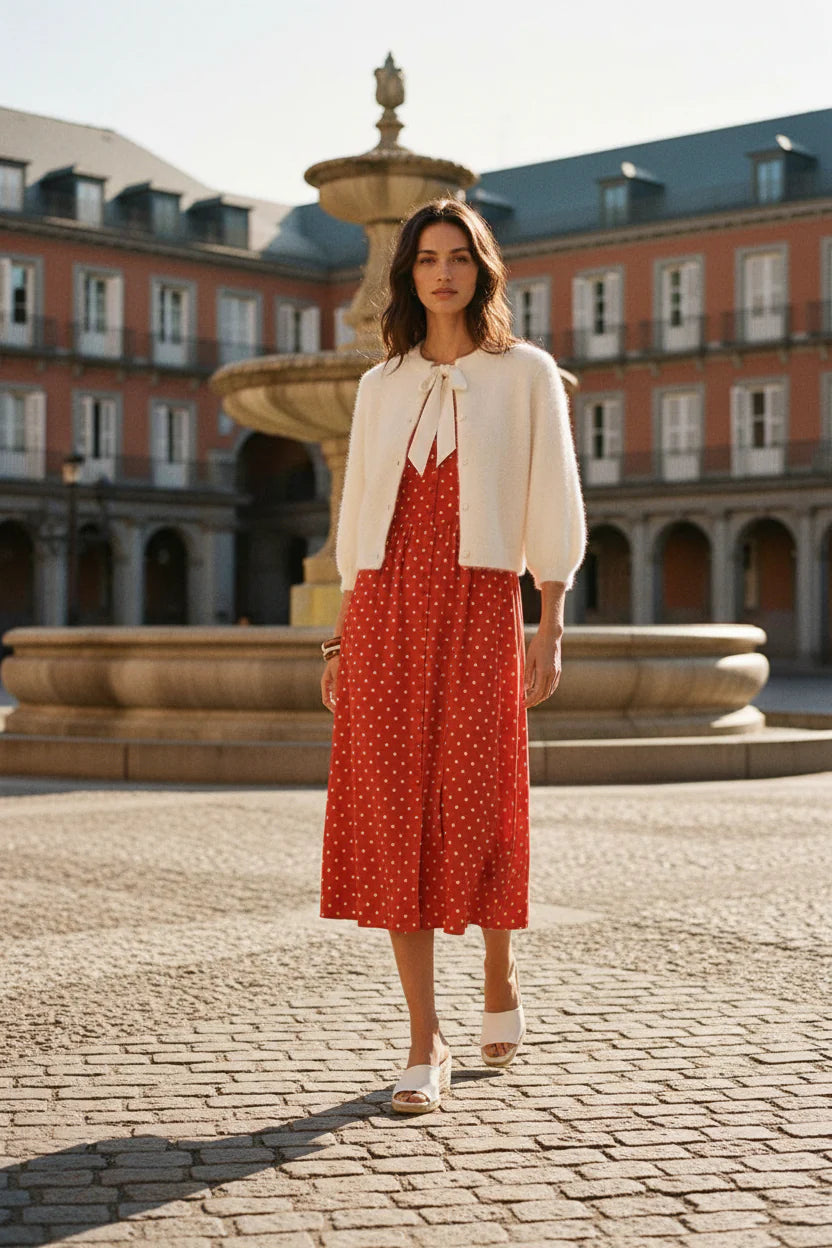 Tamba Flauschige Strickjacke mit Schluppen-Kragen: Ecru