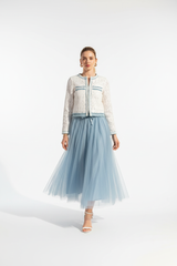 Styling langer Tüllrock mit Jacke