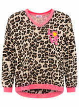 Zwillingsherz Sweat Pullover  Leo Neon Pink Oversized