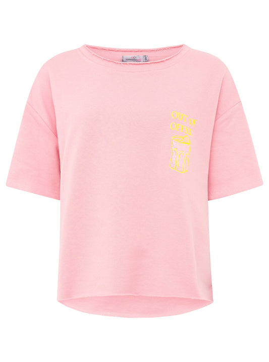Sweatshirt "Out of Office" - Kurzarm -  Rosa