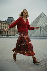 Ange Paris langer Modal-Rock ROBILIANE Tulipa Bordeaux