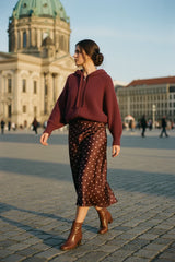 Tamba Kapuzen-Strickjacke mit Fledermausärmeln Dusty Berry