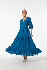 Choklate Paris Maxikleid Taylor aus durchbrochener Baumwolle Königsblau