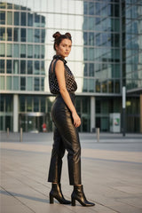 Choklate Paris Satin-Top Elisabeth Schwarz mit weißen Punkten