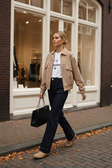 Lulumary Oversize-Bomberjacke aus Wildlederimitat Camel