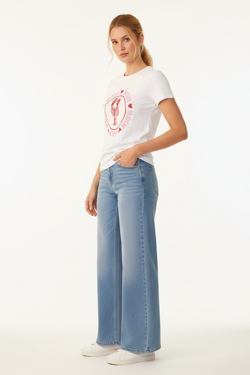 Ana & Lucy Damen-Jeans mit weitem Bein und Chino-Taschen Hellblau