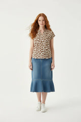 Zwillingsherz Bluse Musselin Leo Beige