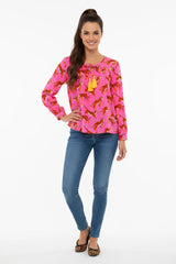 Zwillingsherz - Bluse "Trendy Tiger" in Pink - Animalprint mit Quasten