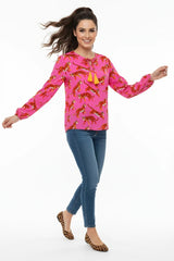 Zwillingsherz - Bluse "Trendy Tiger" in Pink - Animalprint mit Quasten