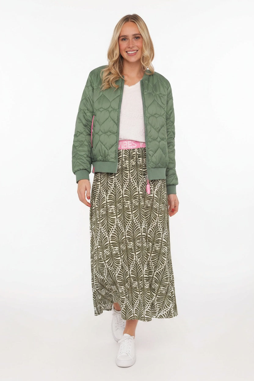 Zwillingsherz Rock "Jungle Leaves" Viskose - Olive