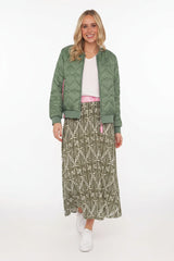 Zwillingsherz Rock "Jungle Leaves" Viskose - Olive