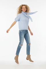 Zwillingsherz Halstuch aus 100% gebürstetem Kaschmir Hellblau