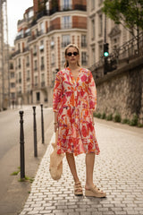 Choklate Paris Sienna Sommerkleid Midi-Länge Orange Hibiskus