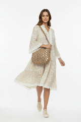 Zwillingsherz Kleid "Jungle Plants" 100% Baumwolle Beige