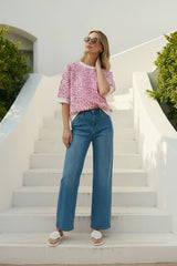 Zwillingsherz Sweatshirt 1/2 Arm Leo Pink