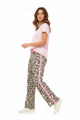 Zwillingsherz Lounge Hose Leo mit Kontrastbund Rosa