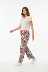 Zwillingsherz Lounge Hose Leo mit Kontrastbund Neonpink