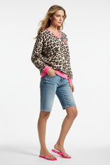 Zwillingsherz Sweat Pullover  Leo Neon Pink Oversized