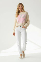 Zwillingsherz Pullover Wollmix Look Back Beige