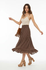 Zwillingsherz Rock Classic Dots Braun Punkte Rüschensaum