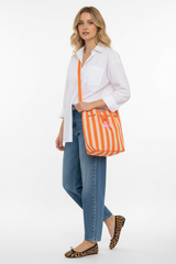 Zwillingsherz Schultertasche Stripes Orange - Street Style