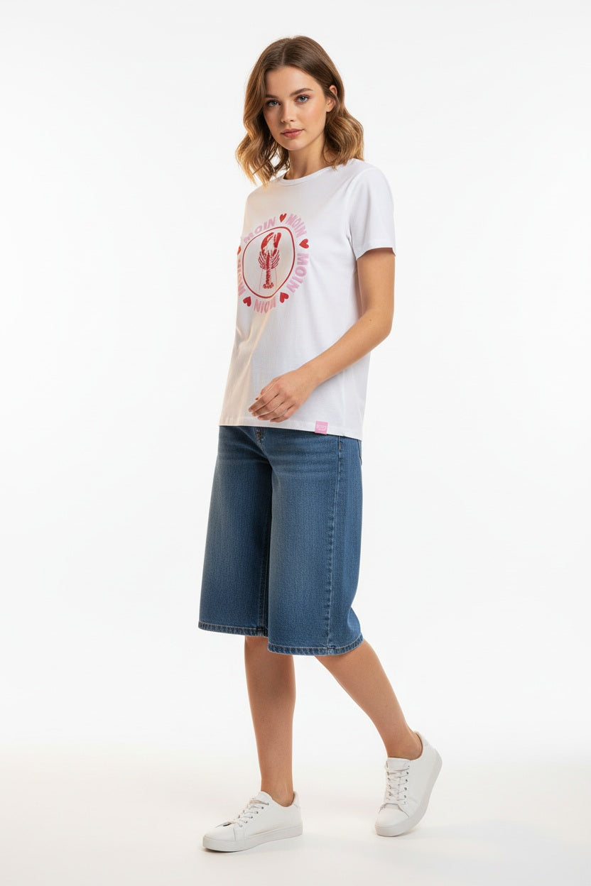 Zwillingsherz T-Shirt Moin Love Weiß Baumwolle Elastan